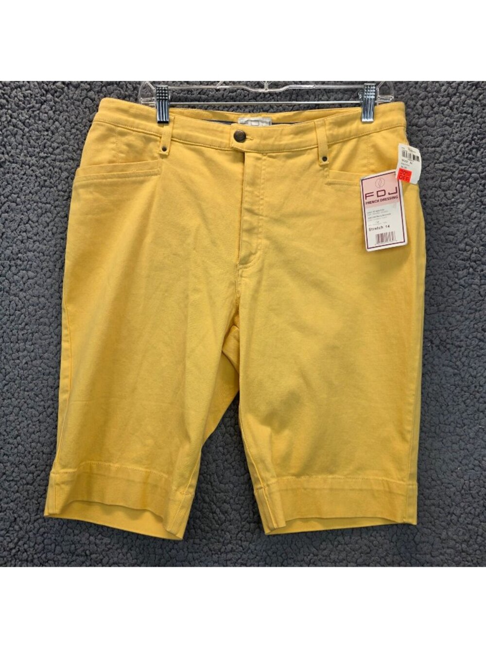 FDJ Dusty Bermuda Shorts 14 Vibrant Yellow Casual Resort Vacation Coastal Preppy